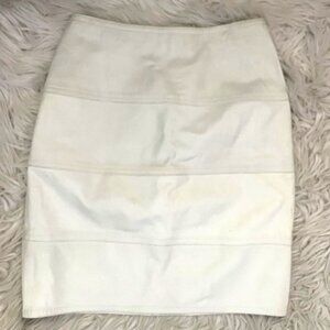 Vakko white genuine  leather skirt sz 8
